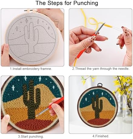 Punch Needle Kit for Adult Beginners, DIY Cactus Punch Embroidery Kits - Image 5