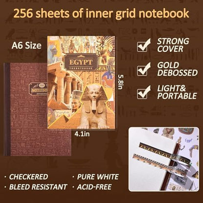 Scrapbooking Supplies Kit, Egyptian Vintage Aesthetic Scrapbook Kit for Bullet Junk Journal, Ancient Egypt DIY Journaling Supplies with Hieroglyph, Pharaoh, Pyramid, Unique Gift for Teens & Women - Image 3