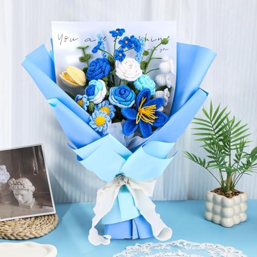 Iuuidu Crochet Kit, Flower Bouquet Crochet Kit for Beginners Blue - Image 5