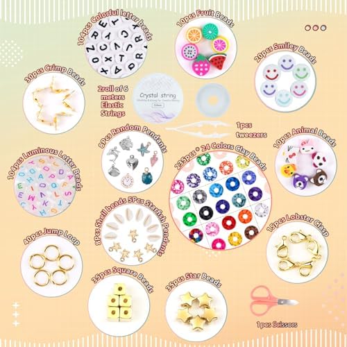 FZIIVQU 6100Pcs Clay Beads Bracelet Making Kit 24 Colors Friendship Bracelet Beads Kit with Preppy Polymer Bead for Jewelry Making Charms Gifts for Teen Girls Ages 6-12 - Image 2