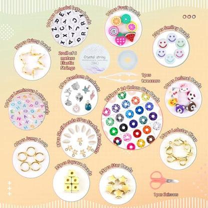 FZIIVQU 6100Pcs Clay Beads Bracelet Making Kit 24 Colors Friendship Bracelet Beads Kit with Preppy Polymer Bead for Jewelry Making Charms Gifts for Teen Girls Ages 6-12 - Image 2