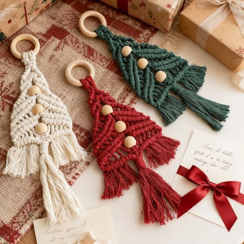 Macrame Kit for Beginners with Step by Step Video Tutorials DIY Christmas Tree Wall Hanging Craft Kit for Adults Kids Family Festive Holiday Activity Creative Boho Home Decor Unique Gift Idea (A) - Image 5