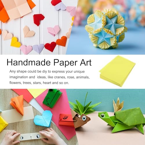 MECCANIXITY 100 Sheet Origami Paper Double Sided Bright Yellow 11.7 x 8.3 Inch Square Sheet for Art Craft Project, Beginners, Gifts Decor - Image 6