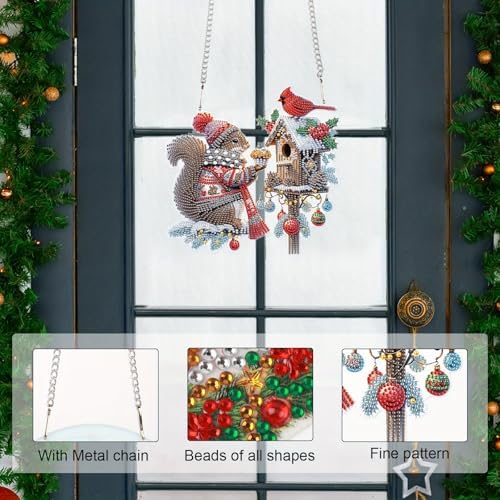 5D DIY Diamond Painting Pendant kit, Squirrel Special Handmade Diamond Pendant, Suitable for Home, Window Decorations, Christmas Birthday Creative Gift Selection - Image 6