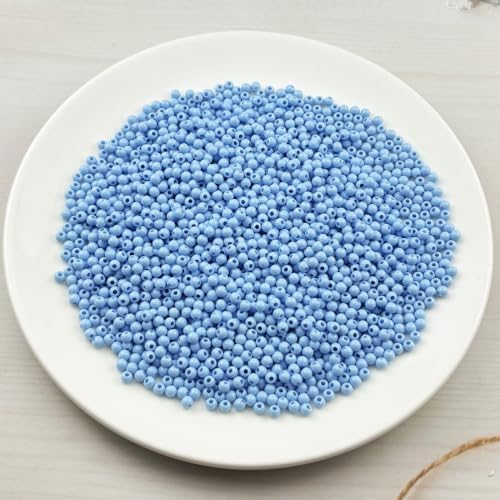 2000pcs Acrylic Round Beads for Crafts 4mm Resin Candy Color Spacer Beads with Hole for Jewelry Making Sewing Crafts Decoration Necklaces Bracelets Earrings Supplies(Blue) - Image 2