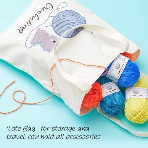 INSCRAFT Crochet Kit for Beginners Adults, 30 Acrylic Yarn Skeins 1650 Yards Yarn, 105 PCS Crochet Kit with Hooks Set,Includes Canvas Tote Bag, Ideal Starter Pack for Professionals - Image 3