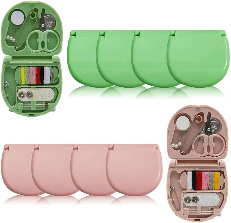 REROON 8 Pack Mini Travel Sewing Kit for Adult & Kid | Portable Sewing Box Kit Bulk | Small Emergency Repair Set with Thread Scissors Needle for Travel, Beginner DIY Handcraft | Pink + Green - Image 7
