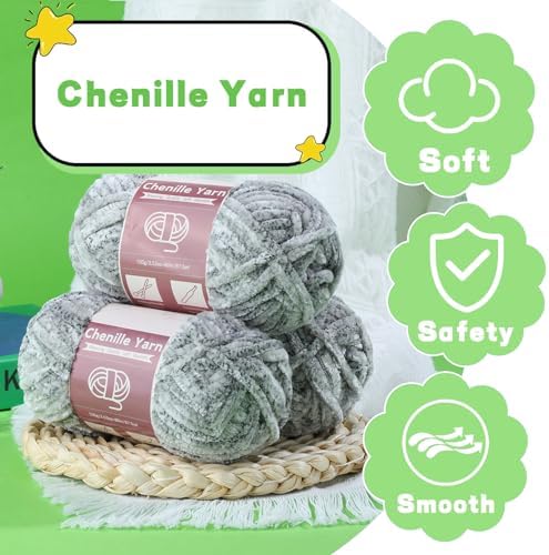 LUNARM Chenille Yarn for Crochet Knitting Chunky Blanket Velvet Yarn - Image 3