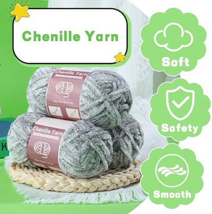 LUNARM Chenille Yarn for Crochet Knitting Chunky Blanket Velvet Yarn - Image 3