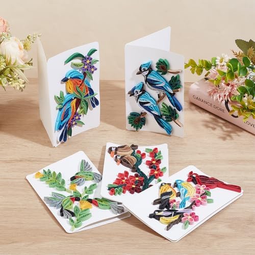 WEBEEDY 20 Sets Paper Quilling Kit for Adults Beginners DIY 5 Styles Birds Quilling Card Kit Animals Greeting Card Making Kit with Instruction DIY Quilling Supplies for Halloween Christmas Party Gifts - Image 6