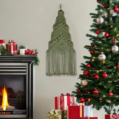 ORIGACH DIY Macrame Christmas Tree Large Wall Hanging kit Handmade Macrame Wall Hanging Kit for Beginners with Step by Step Video Tutorial Instruction Avocado Green Christmas Ornaments, 40x21inch by ORIGACH