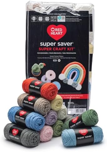 Red Heart Super Saver Yarn Super Craft Kit Pastels,with 50 Countg/1.7 oz. 4 Medium Worsted Yarn for Knitting & Crocheting,12 Colors,Perfect for Chunky Sweaters,Blankets,Amigurumi,50 Count (Pack of 10) - Image 5