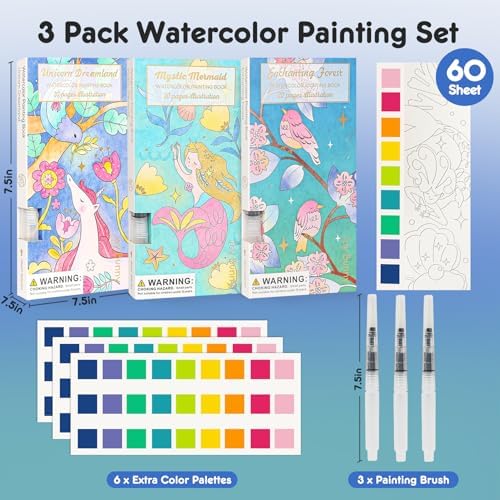 3pack Watercolor Painting Coloring Books Pocket Watercolor Paint Bookmarks - Image 5
