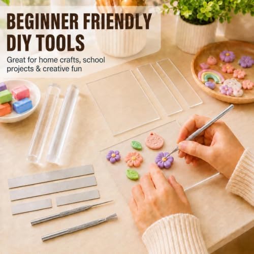 12 Pcs Polymer Clay Tools Kit, Acrylic Roller Rolling Pin Cutters - Image 6