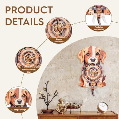 3D Wooden Puzzles for Adults-Beagle Clock Puzzle-Adult Crafts - Image 3