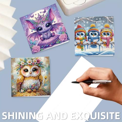 6PCS Animal Diamond Art Painting Greeting Cards Kit with Envelopes - 5D DIY Diamond Art Card Kits for Adults - Handcrafted Postcards for Birthday & Holiday - Image 3