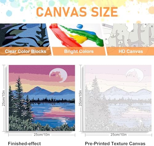 Offito Framed Paint by Numbers Kit for Adults Beginners, Moon Lake Mountain - Image 3