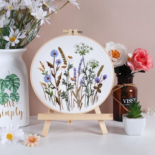 GLTAYLMY Flower Embroidery Kit for Beginners with Pattern and Instructions,3 Pack Cross Stitch Kits,1 Plastic Embroidery Hoops,Threads and Needles,Needlepoint Kit for Adults - Image 5