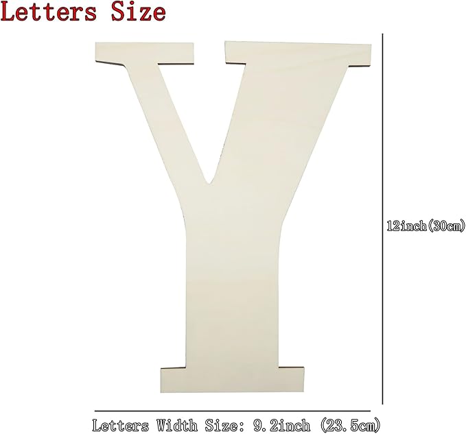 12 Inch Unfinished Wooden Numbers, 1/8 Inch Thick Large Blank Wooden Alphabet Handmade Painting Sign Boards for DIY Birthday Wedding Graduate Party Decor Props - Y