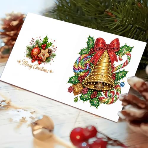 DIYDeligths 6Pcs DIY Foldable Diamond Art Painting Greeting Cards Creative Birthday Festivals Handmade Thank You Card Set Blessing Greeting Card Craft Gift Idea (Christmas03) - Image 5