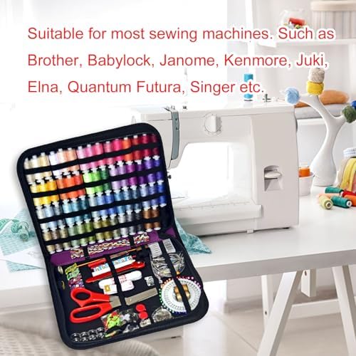 Sewing Kit with Case Portable Sewing Supplies for Home Traveler, Adults, Beginner, Emergency, Contains 60 Sewing Thread, Scissors, Needles, Measure etc（Dark Burgundy，XL) - Image 5