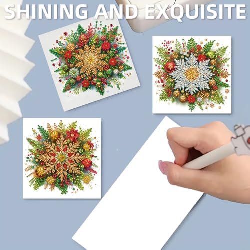 12Pack Flower Diamond Painting Greeting Card Kits DIY 5D Diamond Art with Envelopes & Rhinestones,Christmas Creative Birthday Gifts for Adults, Family, Friends (Christmas Decorations) - Image 2