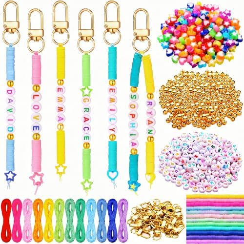 Ferreve 4948 Pcs Friendship Keychain Making Kit Clay Beads Bag Charms, Cute by Ferreve