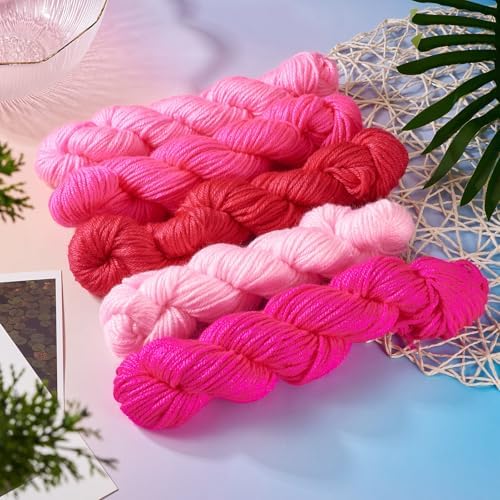 Cheriswelry 5 Skeins Soft Acrylic Fiber Yarn for Knitting 2.2mm Pink Theme Craft Sewing Cord Threads for Weaving Multicolor Skeins Yarn kit for Crochet Beginners Adults - Image 6