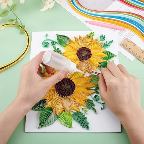 PH PandaHall Paper Quilling Kit 360pcs Paper Quilling Strips Sunflower Quilling Pattern Template Board Quilling Patterns DIY Crafts Set for Beginner Adults 9.6x8.2in - Image 3