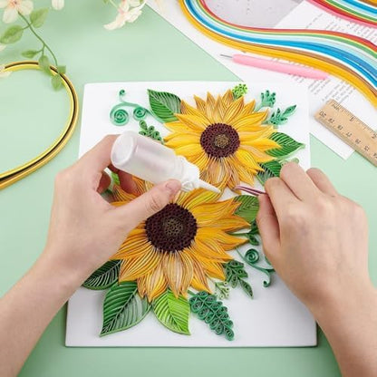 PH PandaHall Paper Quilling Kit 360pcs Paper Quilling Strips Sunflower Quilling Pattern Template Board Quilling Patterns DIY Crafts Set for Beginner Adults 9.6x8.2in - Image 3