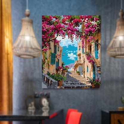 Lovepefe Landscape Paint By Numbers Kit for Adults Beginner Flowers Paint By Numbers Adult Seaside Town Color by Numbers DIY Canvas Oil Painting Adults Kits for Gift Home Wall Decor 16x20 Inch - Image 4