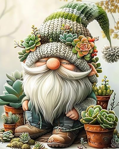 BYGFHLYW Easy Gnome Paint by Numbers Kit for Adults Beginner 16x20 in by BYGFHLYW
