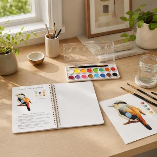 Beautiful Watercolor Paper Workbook Set for Beginners with Paint Included - Image 2
