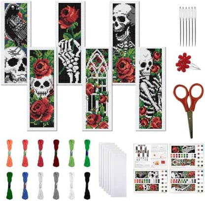 FREEBLOSS 6Pcs Cross Stitch Bookmark Kit Gothic 8x2.4'' 11CT by FreeandCreativeCraftsArt