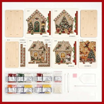 FRANDEK Deer Poinsettia House Diamond Art Painting Christmas House Ornament - Image 3