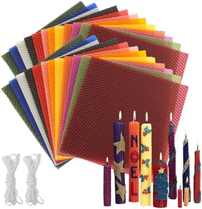 LDHHYH 24 PCS 8x8 Inch Beeswax Sheets for Candle Making – 12 Bright Colors by LDHHYH