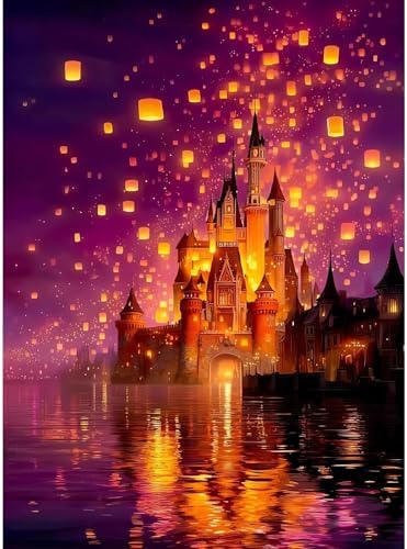Magical Castle Paint by Numbers Kit for Adults Framed Canvas Frameworkless by FairylandJinWenn