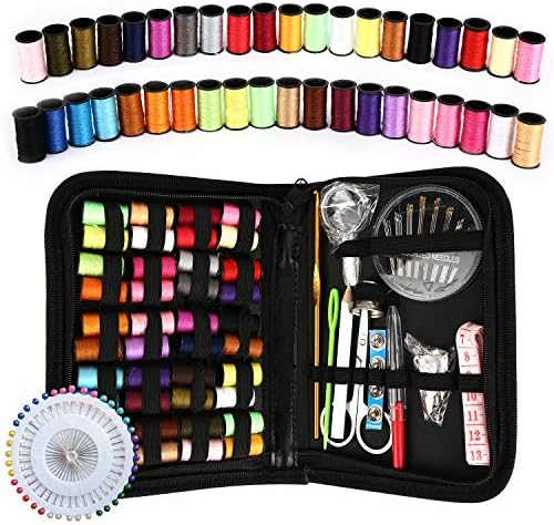 Sewing Kit, Sewing Kit for Adults, Needle and Thread Kit, Travel Sewing Supplies, Large 128PCS, Basic, Beginner Sewing Kits, Contains Sewing Needles, Thread etc(L) by OKOMER