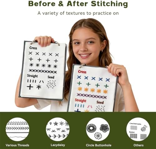 RONOSEN 2026 Upgraded DIY Embroidery Stitch Book Kit with Sewing Cloth & Complete Tools, Portable All-in-One Hand Embroidery Kit for Adults & DIY Craft Lovers - Image 4