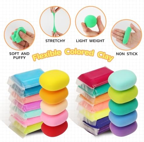 Air Dry Clay, 12 Packs Molding Clay, Foam Clay, Non-Sticky Soft Lightweight Clay for Kids, Age 3-12, Perfect for Arts Crafts, Pink - Image 5