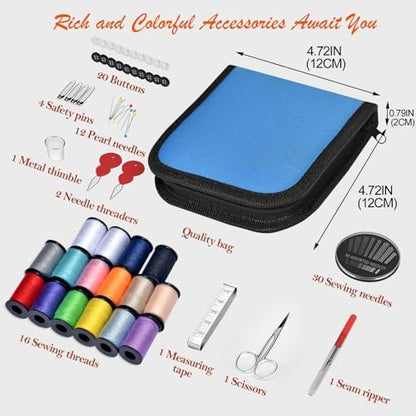 Sewing Kit Gifts for Grandma, Mom, Friend, Traveler, Adults, Beginner, Emergency,Sewing Supplies Accessories with Scissors,Sewing Needles Thimble, Thread,Tape Measure etc (Dark Turquoise, S) - Image 3