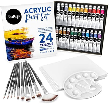 Chalkola 40 Acrylic Paint Set for Adults with 24 Acrylic Paints Kit (22ml) by Chalkola