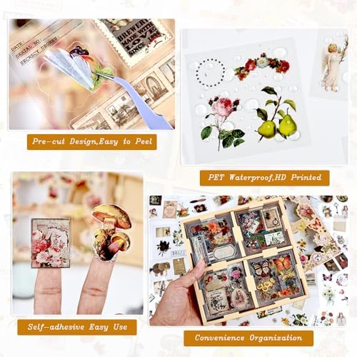 Vintage Botanical Stickers for Journaling, 510 Pcs, 100 Sheets - Image 2