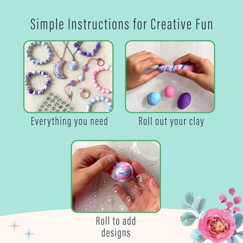 Bright Stripes Wish*Craft Marbled Moon DIY Jewelry Kit for Kids, Ages 8+ - Image 6