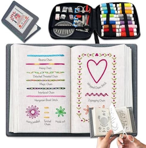 86 Pcs Embroidery Stitch Book Kit Beginner Sewing Stitch Practice Set by ziyue