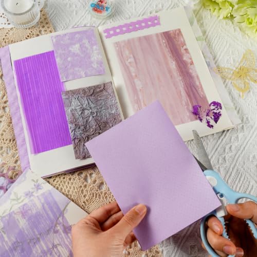 50 Sheets Purple Scrapbook Paper, A5 Scrapbooking Textured Decor Papers - Image 7