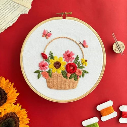 KNOT YOUR TYPE Flower Basket DIY Embroidery Kit | Beginner Friendly Kits with All Stitching Materials | Hand Embroidery Kit for Adults | Perfect for Gifting DIY Kit, Hobby Kit - Image 3