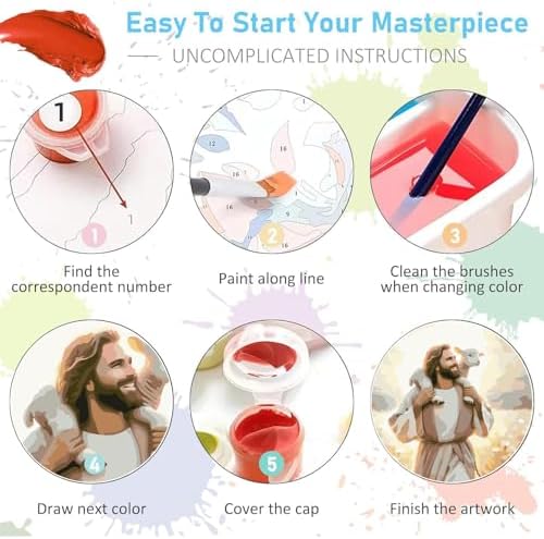 Jesus Paint by Numbers Kit for Adults Framed Canvas 12X16 in, Frameworkless - Image 7