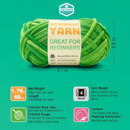 3 * 50g/1.76oz Yarn for Crocheting and Knitting, 3 * 60yds Beginner Yarn with Easy-to-See Stitches; Worsted-Weight Medium #4;Amigurumi-Friendly Crochet Kit(Water Melon+Coffee+Sunflower) - Image 2