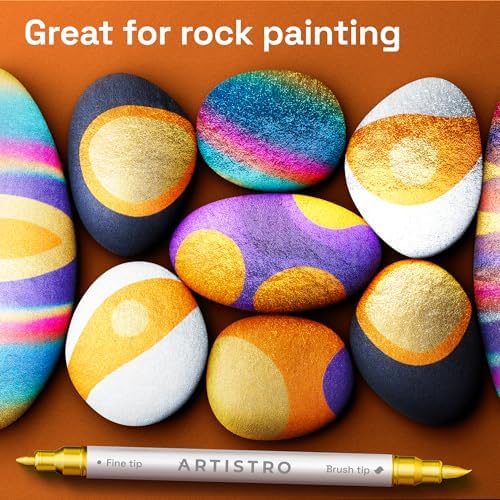 ARTISTRO 5 Gold Dual-Tip Acrylic Paint Marker Pens for Drawing - Image 7